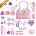 Girls Makeup Kit for Kids Unicorn Soft Pink Travel Bag Non-Toxic Washable Set