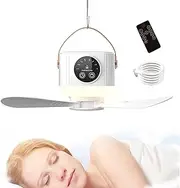 Portable Ceiling Fan With Light,Light Up 3600mAh Small Ceiling Fan With Remote Control - USB Rechargeable Cooling Device With Timer, 4 Speeds, Removable Blower For Dorms