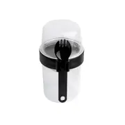 LocknLock To-Go 2-Way Food Container Storage w/ Fork Utensil 17.6cm Black