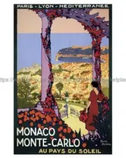Monaco, Monte-Carlo travel poster 8x10" print walltudio office living room