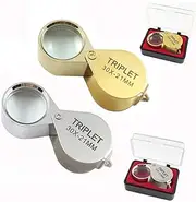 2 Pack Pocket Jewelry Loupe Magnifying Glass, 30x 21mm Jewelers Eye Magnifying Glass Magnifier&Jewelers Magnifying Glass with a Protective Case