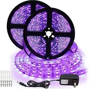32.8ft/10M LED Light Strips, Plug in UV LED Lights Strip with Switch for Bedroom, Black Colors Decorate Light Purple Light for Indoor Party Events Festivals Non-Waterproof（2 Pack）