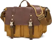 [HAMKVBPR] Camera Bag Vintage Men's Shoulder Bag Oil Waxed Canvas with Crossbody Bag for Hiking Travel