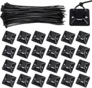 Zip Ties and Mounts Cable Ties Wire Tie Base Reusable (Medium, Black)