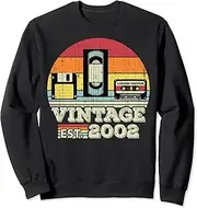 [X.Style] 21 Year Old Vintage 2002 21st Birthday for Her or Him Sweatshirt ds550 Sweater (M) Black