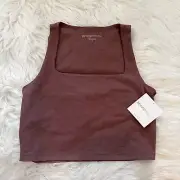 Beyond Yoga Women's XL Spacedye Crop Tank Top Square Neck Sienna Brown Heather
