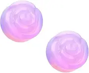 [Pierced Owl] Lavender Opalite Rose Flower Double Flared Plugs, Sold as a Pair