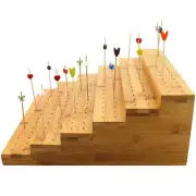 5" Tall Bamboo Skewer Holder Food Display Step Skewers Stand w/ 180 Holes