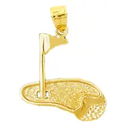 14K Gold Golf Putting Green Pendant