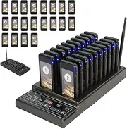 Restaurant Pager System, 999 Channels Wireless Calling System, with 20 Pagers, 1000M Distance, for Restaurant, Cafe, Snack Food Court to Avoid Long Queues