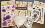 5 PACKS 100+ Bundle Junk Journal Vtg Ephemera Scrapbooking Craft Paper Stickers