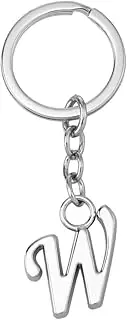 [SAFIGLE] Keychain Letter w Metal Key Ring for Handbag Charm Silver Aluminum Keyring Present for Ages