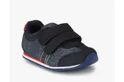 Tuskey Genuine Leather Breathable Denim Hook & Loop Fastener Antislip Jogger Shoes for Boys - Blue