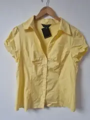 Dorothy Perkins Lemon Yellow Smart Summer Blouse Top Size 18