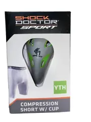 Shock Doctor Sport Youth White Compression Short wCup Size 22"-27"