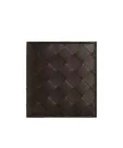 Intrecciato Slim Bi-Fold Wallet One size Chocolate Brown/Smoked Brown