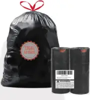 13 Gallon Trash Bags Drawstring, 50 Count Bulk, Black & Unscented Garbage Bags,