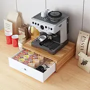 Coffee Pod Drawer, Countertop Wood Coffee Station Holder Organizer, Wood Coffee Machine Stand, Kitchen Counter Organizer