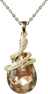 [Navachi] 18k Gold Plated Crystal Pear-shaped Zirconia Snake Pendant Necklace 16"+2"
