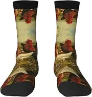 [EdWal] Soft Chickens and Farm print Moisture Wicking Socks Sports Socks for Men and Women Warm thermal Boot Hiking Socks