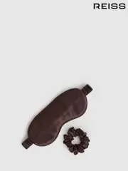 Reiss Chocolate Ellen Silk Eye Mask and Scrunchie Set (E85638) | $120
