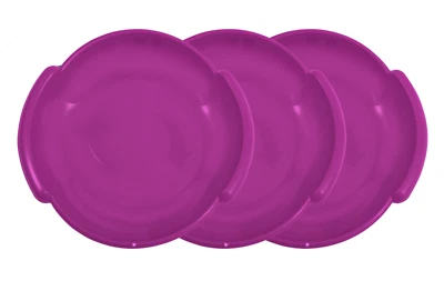 Superio Round Snow Saucer Sled 3 Pack Fuchsia Pink 24" Disc for Kids and Adults