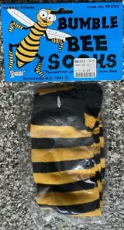 NEW Vintage 1991 Bumble Bee Socks Costume Accessory Yellow Black Sripes