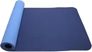 HCE TPE Yoga Mat Eco-Friendly Biodegradable Gym Mat w/ Carry Strap Holder, Non-Slip, Double Sided Fitness, Workout Mat, Ideal for Yoga, Pilates, Cardio & Abs Floor Exercise, CrossFit - Water Resistant Comfortable Strong Grip Material - Blue