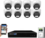 GW Security 8 Channel 12MP NVR 4K Security Camera System with 8 x 8MP PoE Spotlight Color Night Vision Outdoor/Indoor Microphone Dome Cameras, Smart AI Human/Vehicle Detection