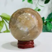 277g Natural Orange Moonstone Quartz Ball Crystal Sphere Meditation Healing
