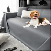 Waterproof PU Leather Couch Cover, Water Resistant Non-Slip Sofa Cover for Loveseat L Shaped Sofa, Pets Furniture Protector(Dark Gray,205x150cm/81x59in)