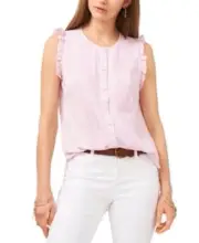Vince Camuto Women's Top Embroidered Sleeveless Button-Front Pink Size XS NEW
