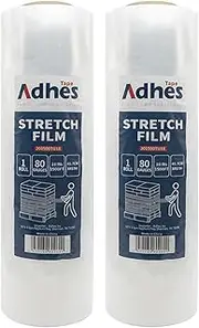 ADHES Heavy Duty Shrink Wrap Roll, 18 Inch x 1500 Feet, 2-Pack Stretch Wrap Stretch Film, 80 Gauge Industrial Strength Plastic Moving Rrap for Pallet Wrap, Furniture Wrapping Moving & Protection