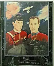 Leonard Nimoy & John De Lancie Autographed Plaque, K-Con 1999