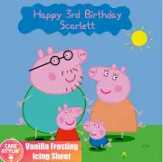 PEPPA PIG Edible Large Square CAKE TOPPER Icing Sheet PERSONALISED BIRTHDAY 20cm