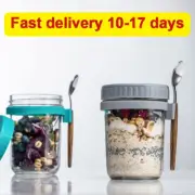 new Oats Glass Jars Oats On The Go Jars Breakfast Yogurt Cup Set With Lid Spoon