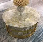 24" Round White Quartz Stone Sofa Coffee Table Crystal Healing Gemstone Home Dec