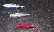 3 pack #6 Mustad dressed bass and walleye treble hooks.
