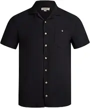 [SUPER TRIPLE GOOSE] Mens Camp Shirt - Short Sleeve Relaxed Fit Collared Button-Down Shirt for Men with Pockets (Sizes: S-2XL)