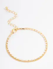 Gold Plated Cubic Zirconia Dainty Baguette Layered Tennis Bracelet