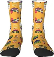 [EdWal] Soft Cartoon Alpaca Cute Animal print Moisture Wicking Socks Sports Socks for Men and Women Warm thermal Boot Hiking Socks