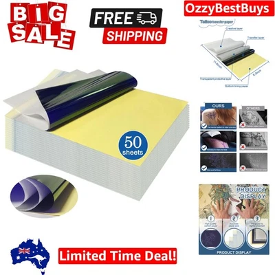 Transfer Paper, 50 Sheets A4 Tattoo Transfer Paper for Tattoo Practice, 4-Lay...