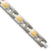 Chisel Titanium Brushed and Polished Yellow IP-Plated 9 inch Bracelet TBB126