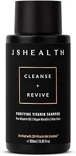 JSHealth Purifying Keratin Shampoo - Cleansing & Reviving Natural Shampoo for Color Treated Hair, Curly Hair & Dry Hair - Vegan, Sulfate & Paraben Free Formula, 350ml