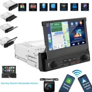 Single 1DIN 7'' Foldable Flip Out Touch Screen Car Radio Stereo Player Carplay