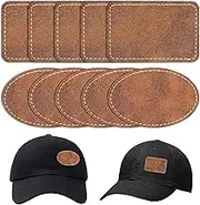 10PCS Pre-Punched Leather Patch, Blank Iron-On Leather Patches for Hats - Round/Square Leather Patches for Hats Leather Adhesive Patch for Slipper/Ball
