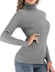 Enjoyoself Womens Turtleneck Sweater Winter Jumper Long Sleeve Pullover Knit Ribbed Sweater Knitwear Tops