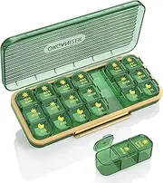 Weekly Pill Organizer, 3-Times-A-Day Pill Container 7 Day Vitamin Pill Box Portable Travel Medicine Box with 7 Daily Container, Medicine Dispenser Case for Vitamins, Fish Oils, Supplements