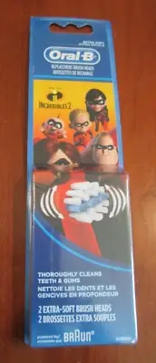 NIP Oral-B Replacement Toothbrush Heads for Incredibles 2 Extra Soft 2 Pack