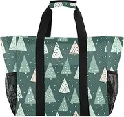 [sanluoli] Large Tote Bag For Women Foldable Beach Bags Sandproof with Handles Laundry Bag Tote, Lovely Green Christmas Tree, 1 size